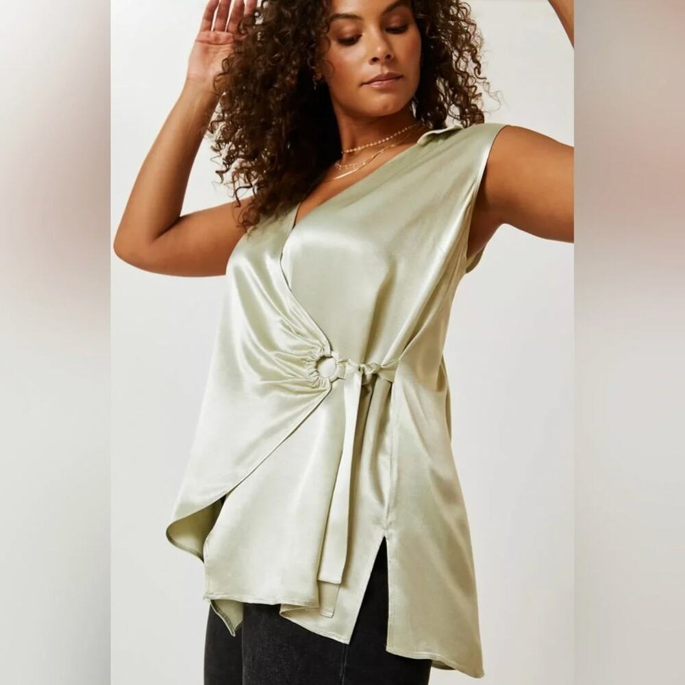 Anthropologie Iridescent Wrap Vest Shirt Top Blouse Boho